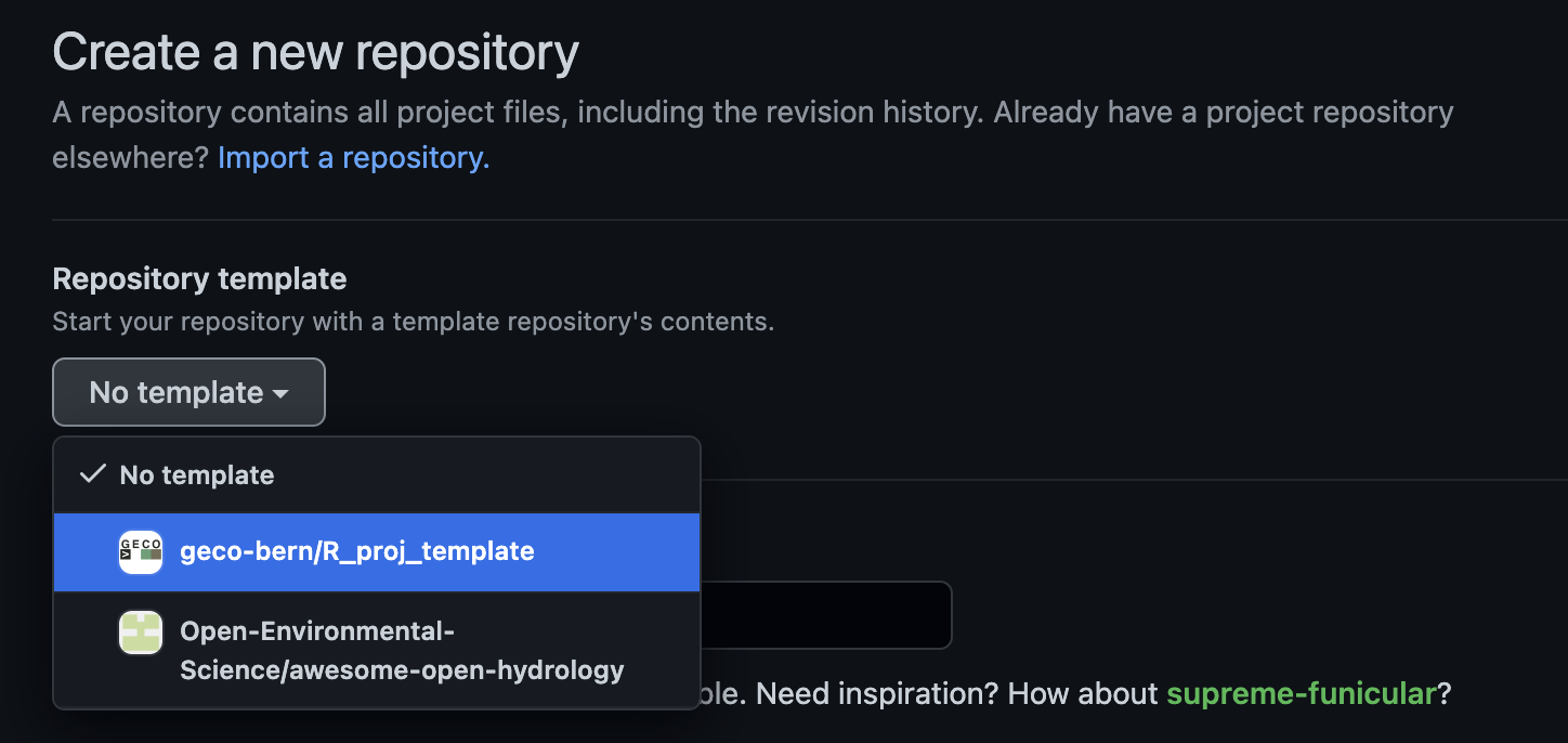 Using a new template based repository