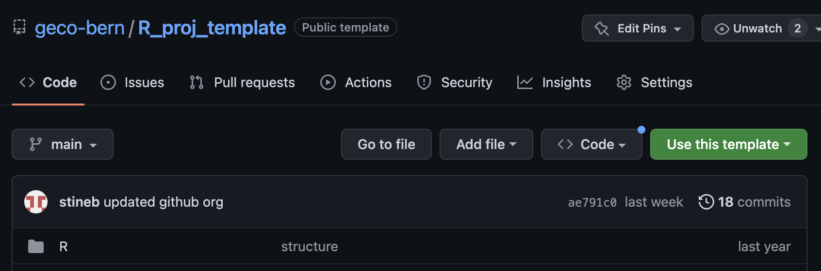 Use a github project as a template